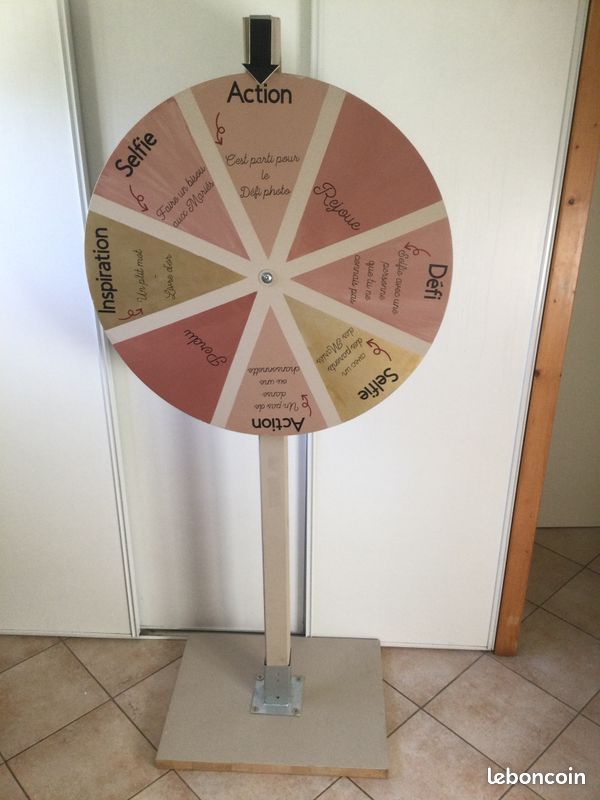 Roue De La Fortune En Bois 35 Cm - 12 Cases Personnalisables - Jeu Pour Mariage, Fêtes, Anniversaires, Carnaval
