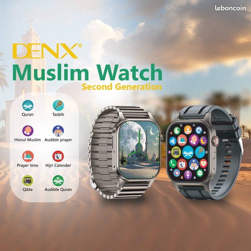 Montre connectée DENX second génération Muslim Adhan qibla coran
