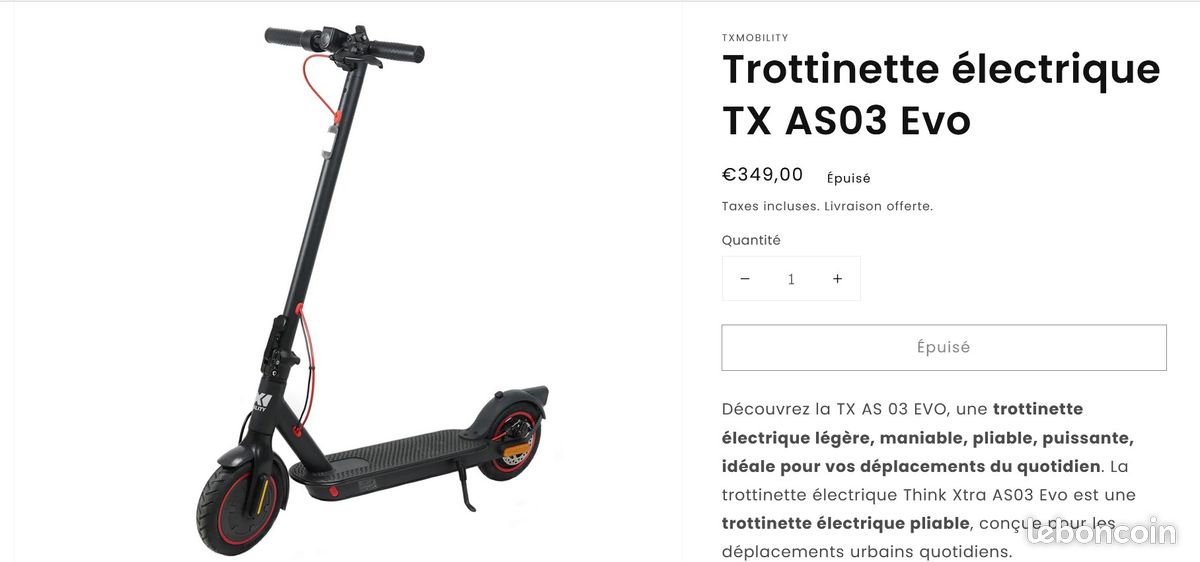 Tx - Trottinette électrique AS03 EVO - Trottinette électrique