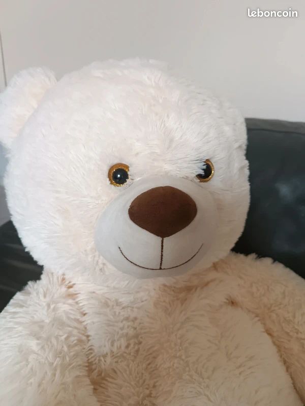 Ours En Peluche Ancien ADRIEN - Taille 60cm - Couleur Beige/doré - Bon état