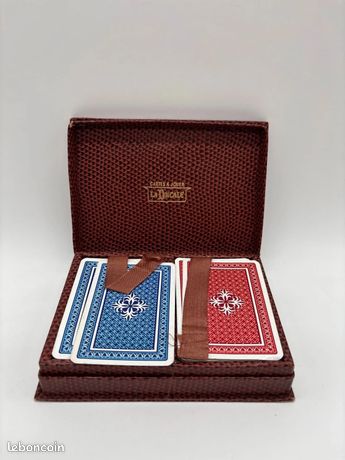 Ancien Jeu De 52 Cartes - Motif Bleu - Filigrane Couronne Chêne 1890 - France
