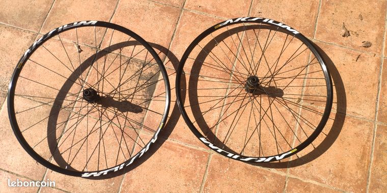 Paire De Roues 28 Rayons Mavic Argent 10 Boyaux Blocages