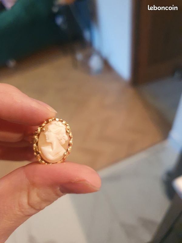 Bague Dame Camée Or 18 Carats - Taille 53/54, Poids 1,9 G, Occasion, 120€