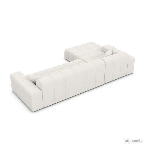 Lodce canapé d'angle gauche en tissu texturé blanc (image 3)