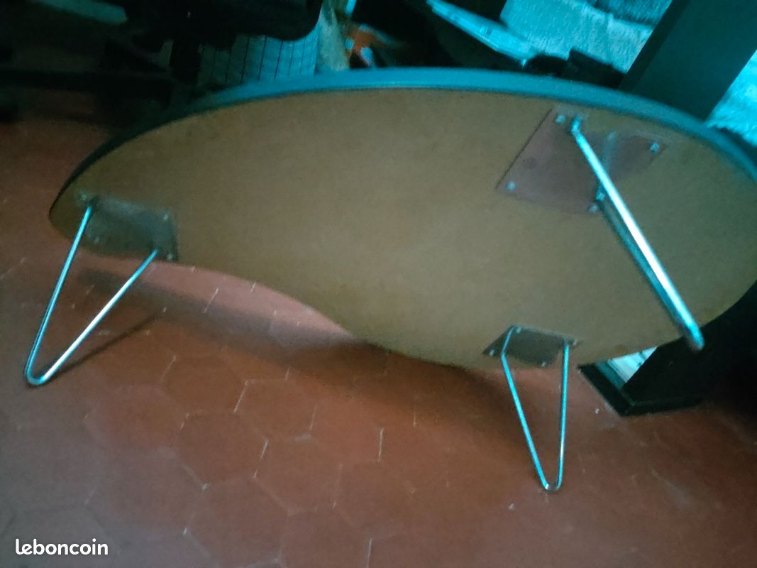 Table basse noir bois pied metal argenté (image 3)