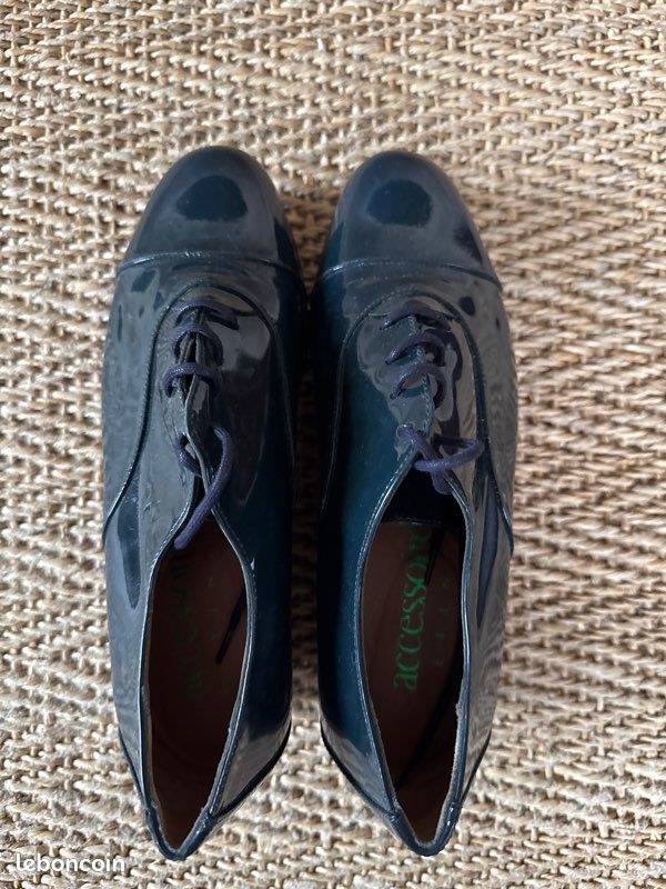 Chaussures compensées en vernis bleu 37 (image 5)