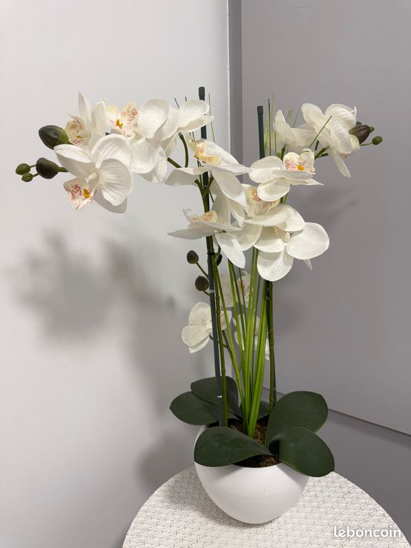 Orchidée artificielle blanche en pot - décoration (image 1)