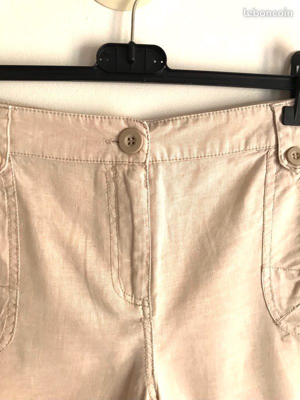 Short beige en lin et coton Tout simplement taille 40 (image 3)