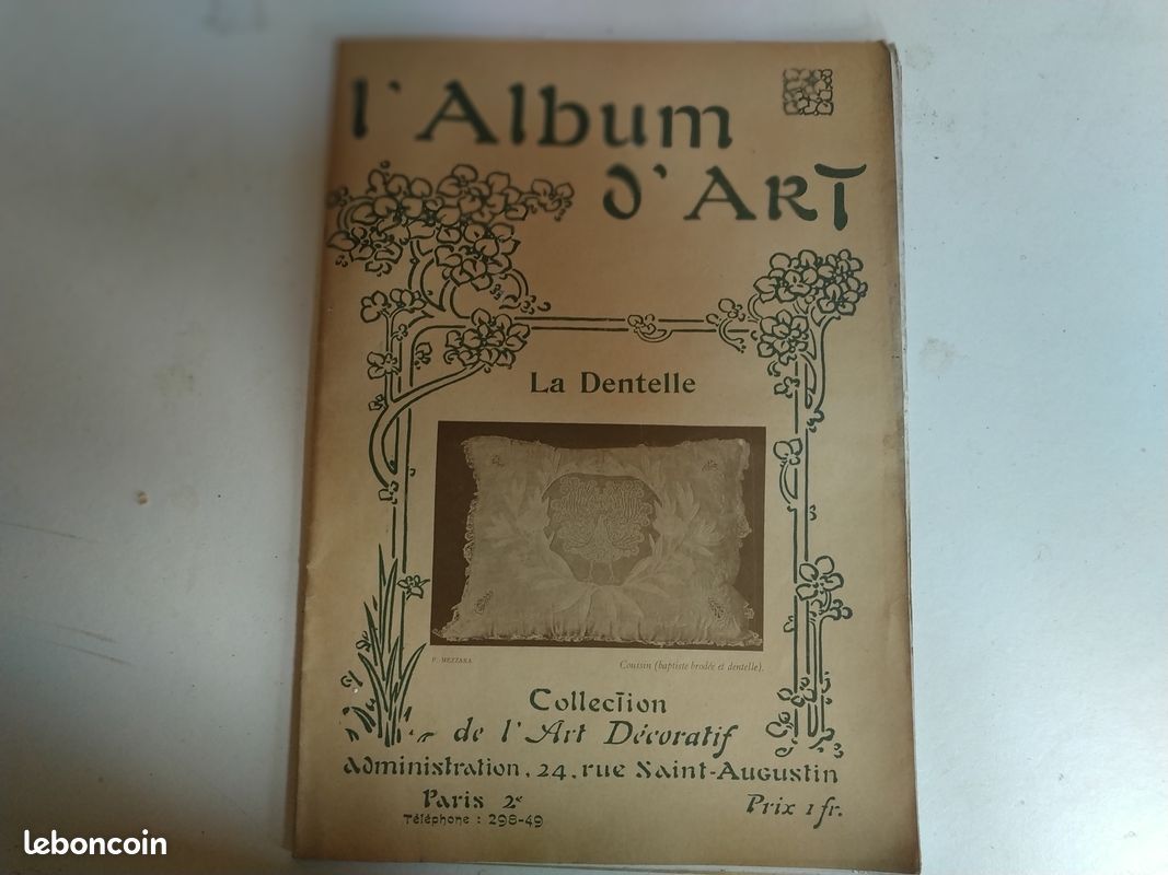 L'album d'art la dentelle art décoratif : anciennes planches de modèles en dentelle 1904 vintage (image 1)
