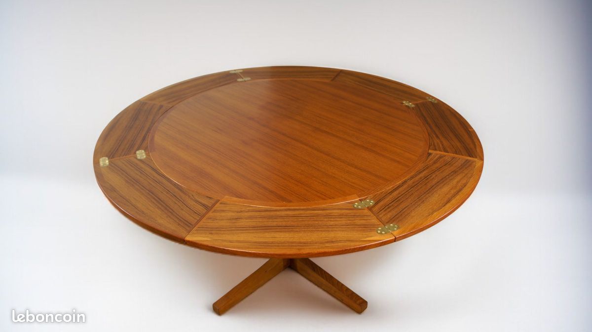 Table de Repas Danoise Flip-Flap Édition Dyrlund Modèle « Lotus » en Teck Vintage 1960 (image 3)