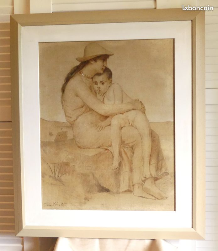 Huile sur Toile Signée Léon Herbo / 19ème Belgique / Madone Peinture Tableau (image 1)