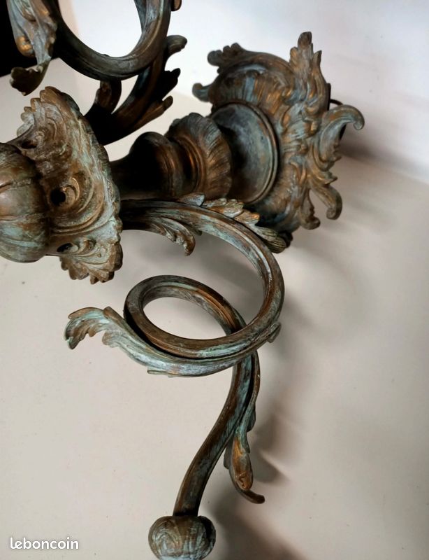 Lustre en bronze 3 bras 4 lumières (image 5)