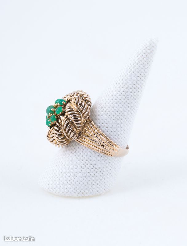 Bague Chou Or Jaune & Emeraudes (image 2)