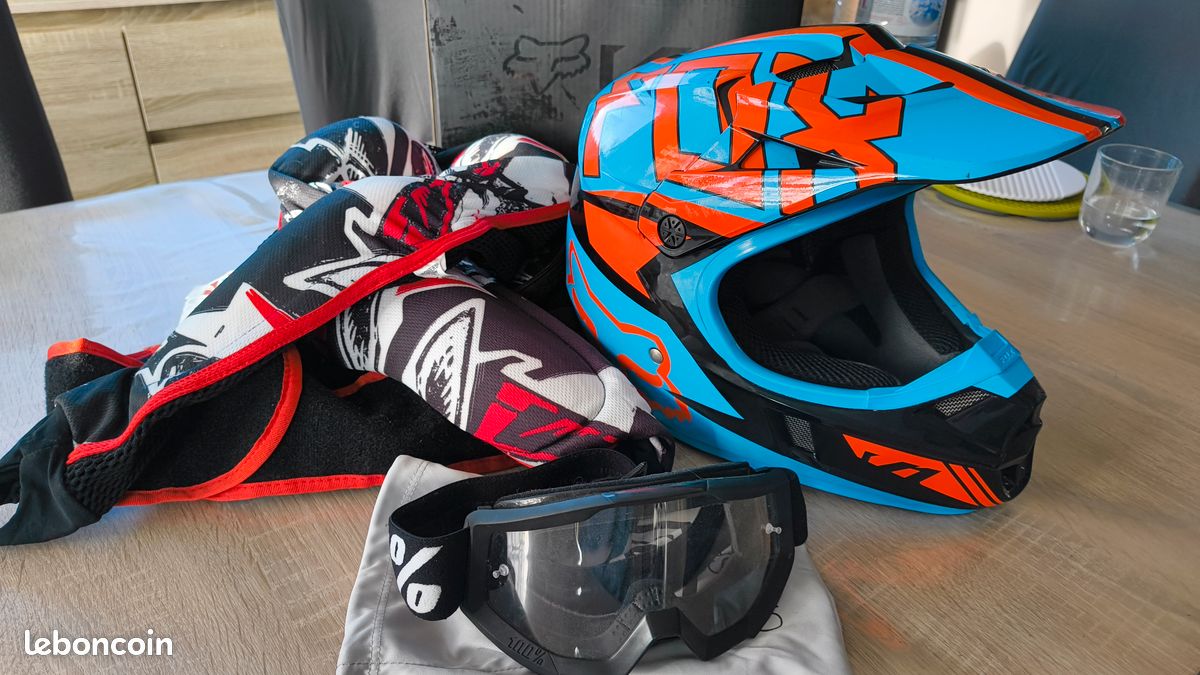 Combinaison De Protection Moto Complète Pour Enfant, Taille M, Bleue, Avec Protections - Neuve