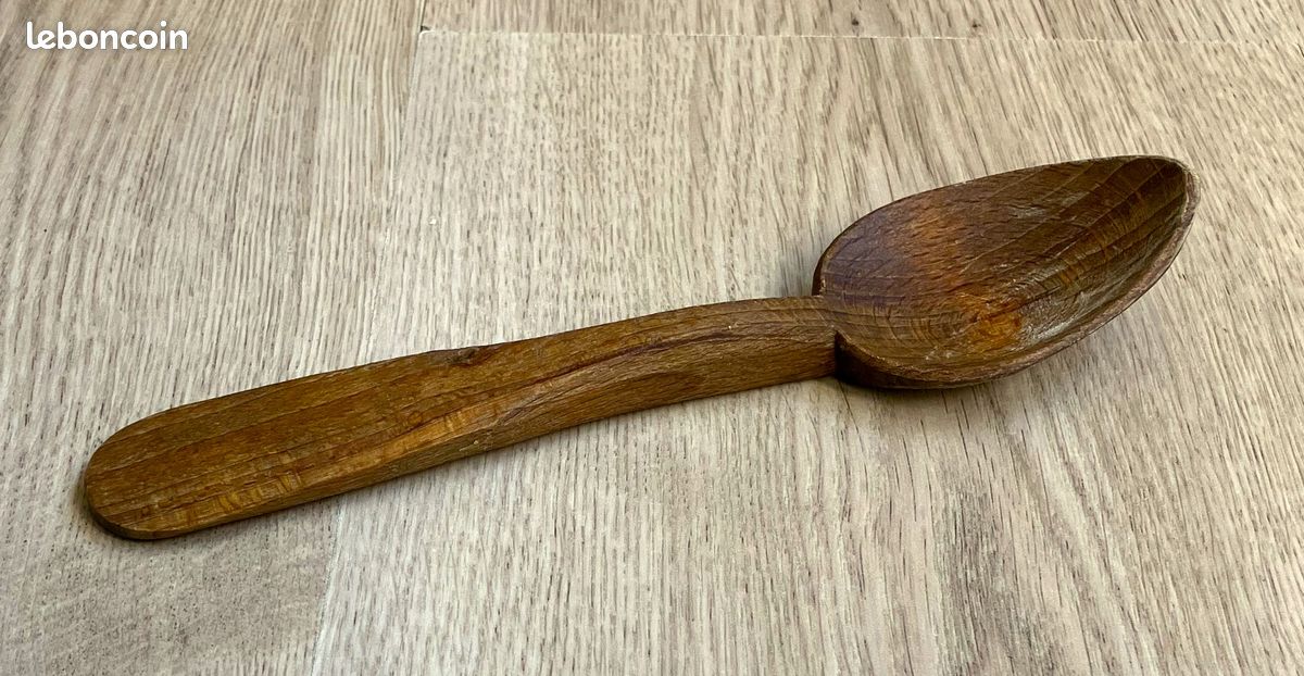 Lot De 5 Cuillères Anciennes Primitives En Bois Sculpté à Main (1890-1930) - Fait Main Bulgarie