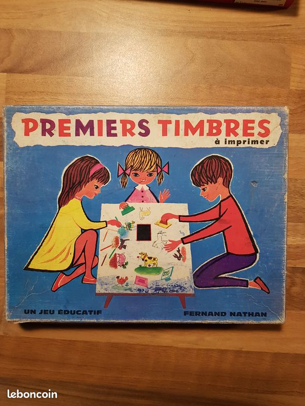 Ancien jeu Fernand Nathan premiers timbres à imprimer Vintage (image 2)