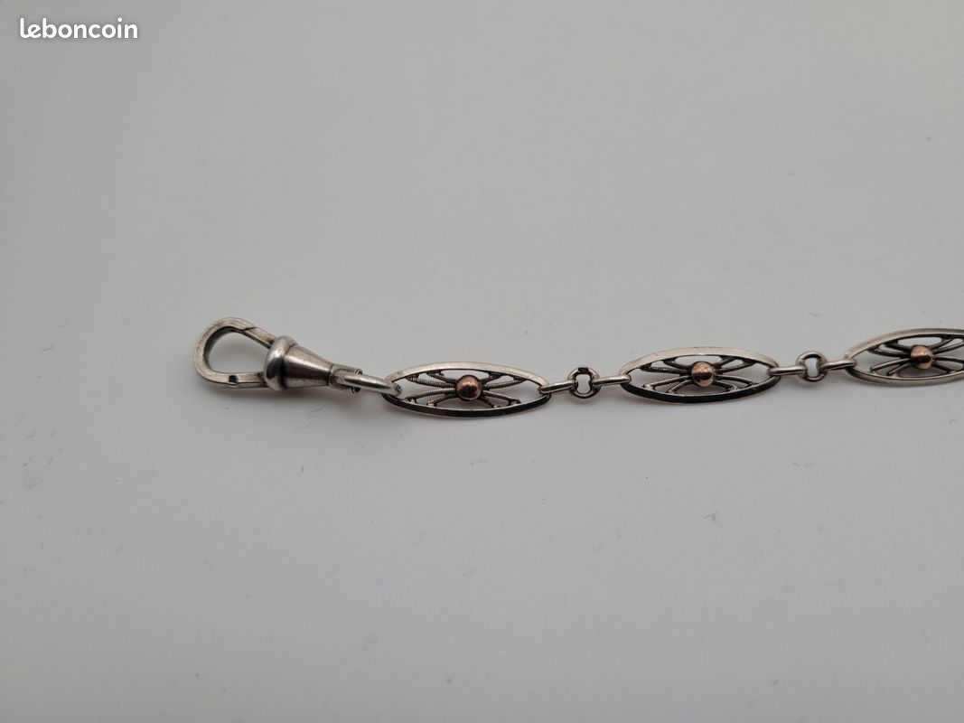 Chaine De Montre Gousset Ancienne En Argent Massif - Style Classique - Fabrication Française - Unisexe Adulte