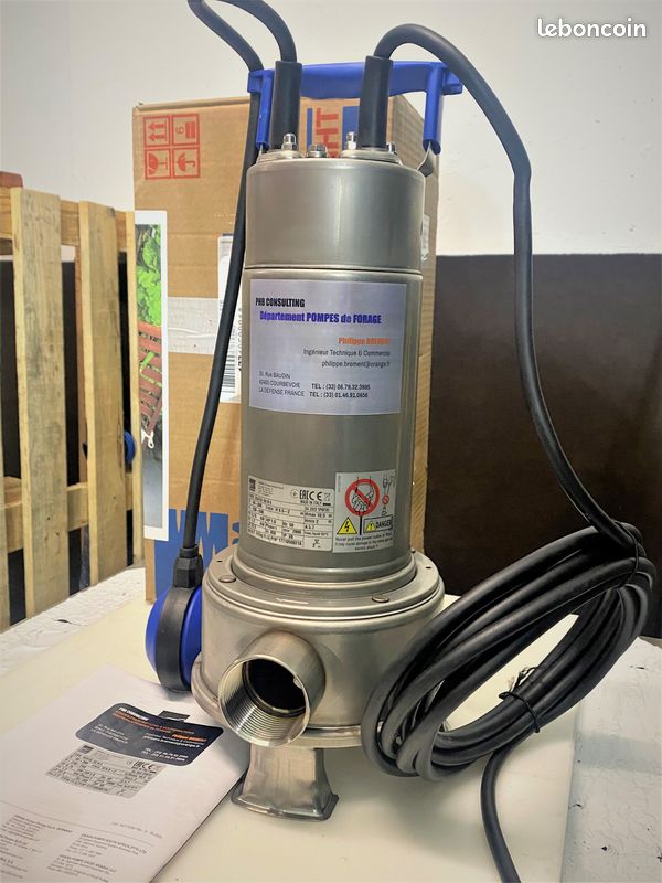 Pompe relevage inox pro eau usee 750w 22m3 11 hmt vortex+cuter neuve (image 5)