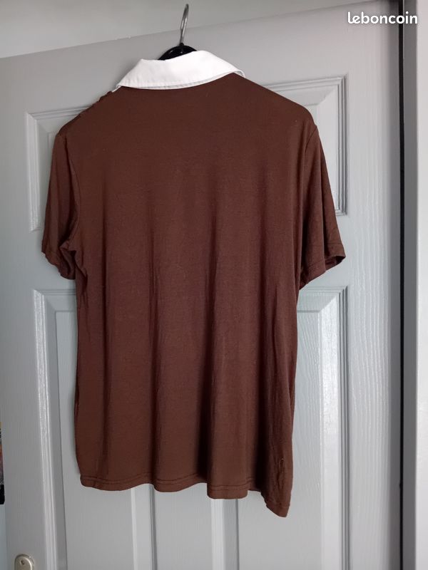 Tee shirt femme marron et blanc sans taille (image 2)