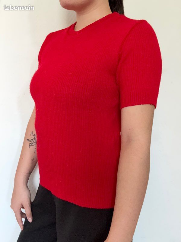 Pull rouge simple élégant – coupe slim – taille S (image 7)