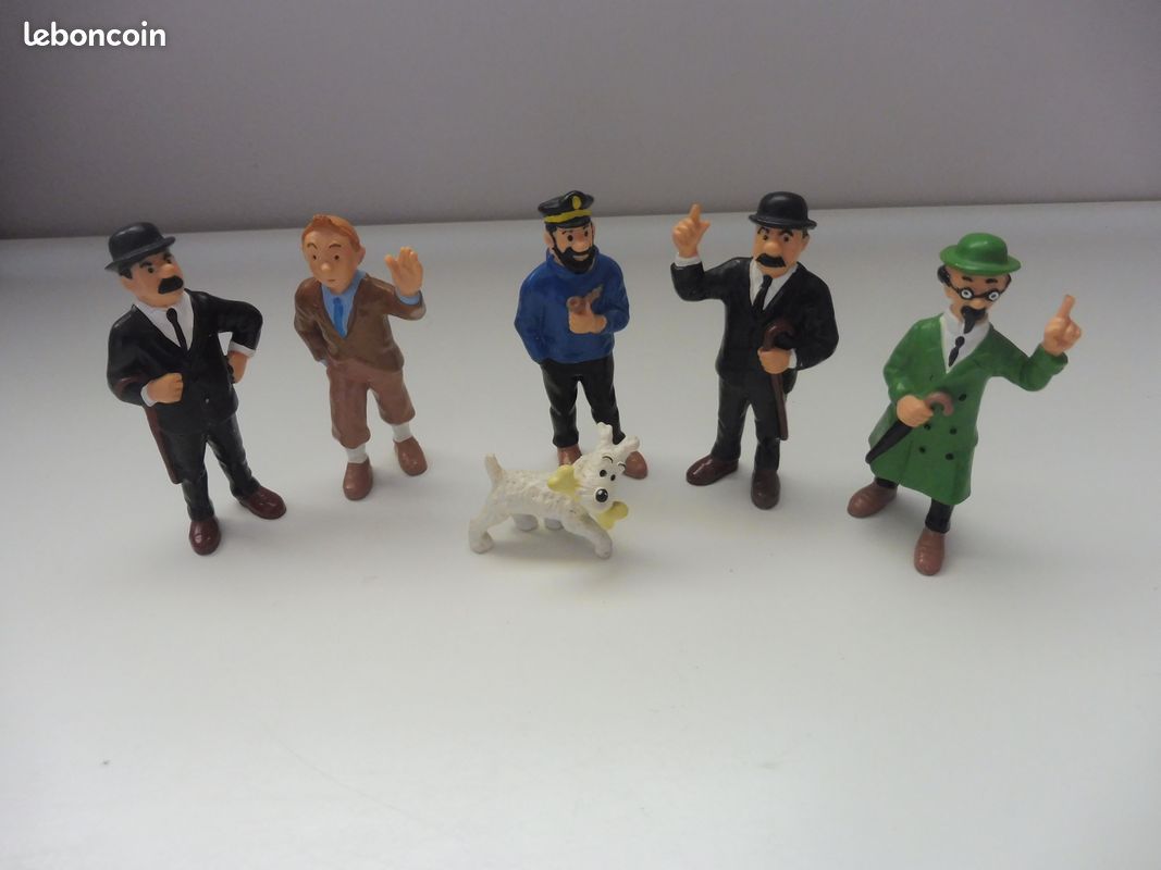 Lot De 6 Figurines Tintin Bully + Milou Taille-crayon - Occasion - PVC