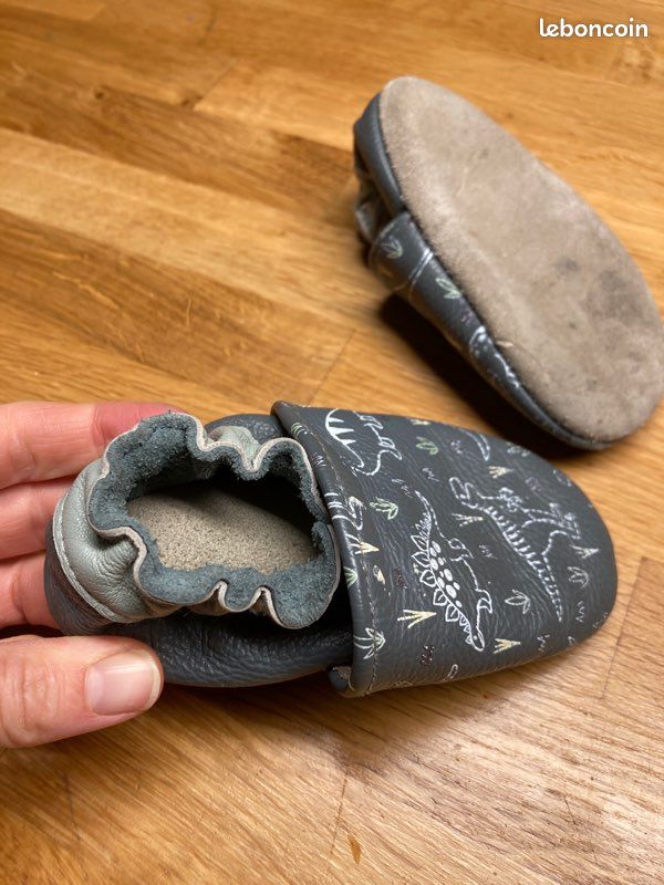 Chaussons cuir 12-18 mois Rose et Chocolat Chaussures