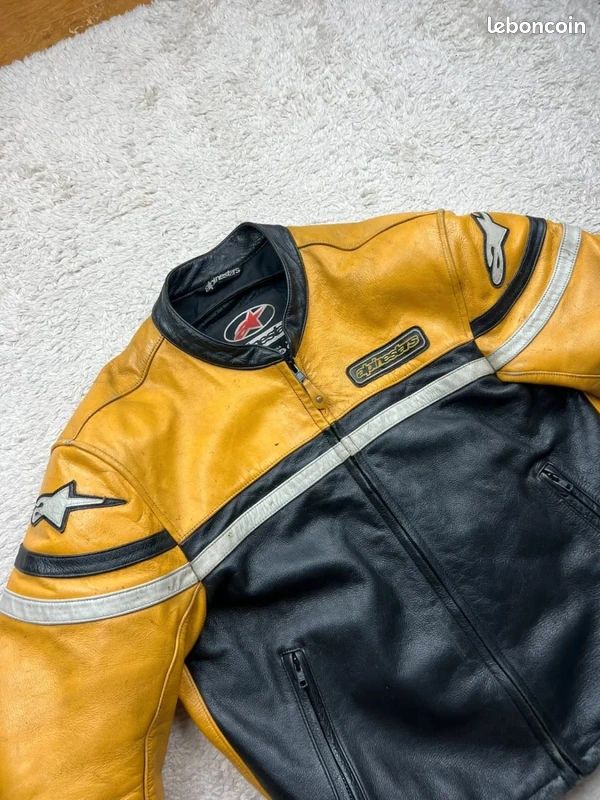 Blouson Moto Cuir Vintage Honda Movistar Marlboro - Taille S, Années 80, Collector