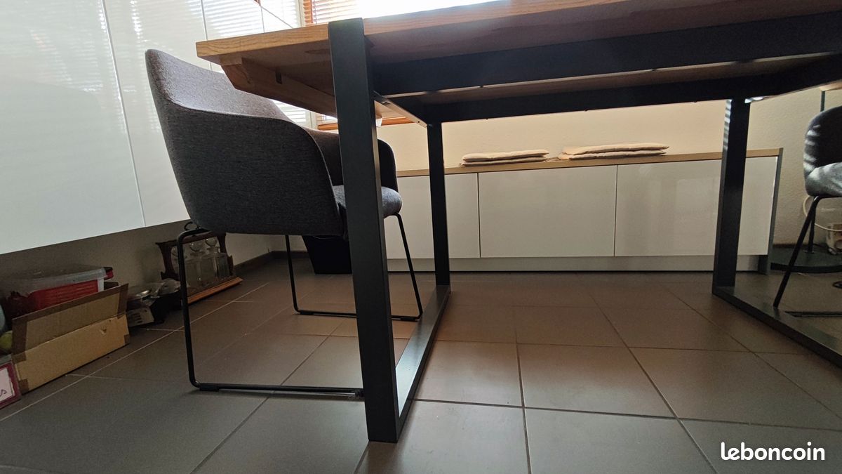 Table de séjour pour salle à manger en Frêne massif - Bois et Métal (image 4)