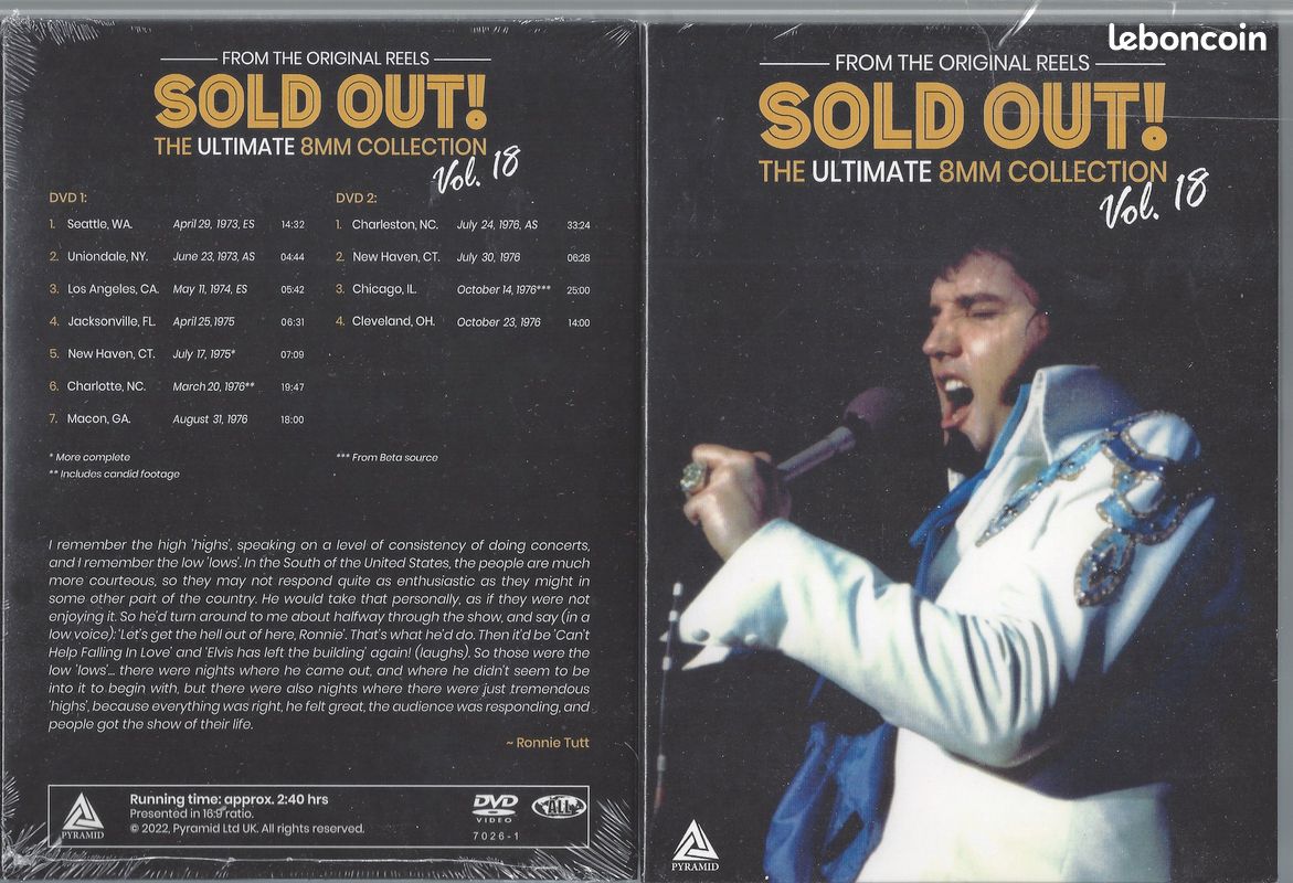 Elvis presley sold out vol 1 Newly Restored au vol 20 deluxe digipack 40 dvd discs originaux +45 heures de concerts avec son direct Label Pyramid Collection complète sous blister ultra méga rare (image 19)