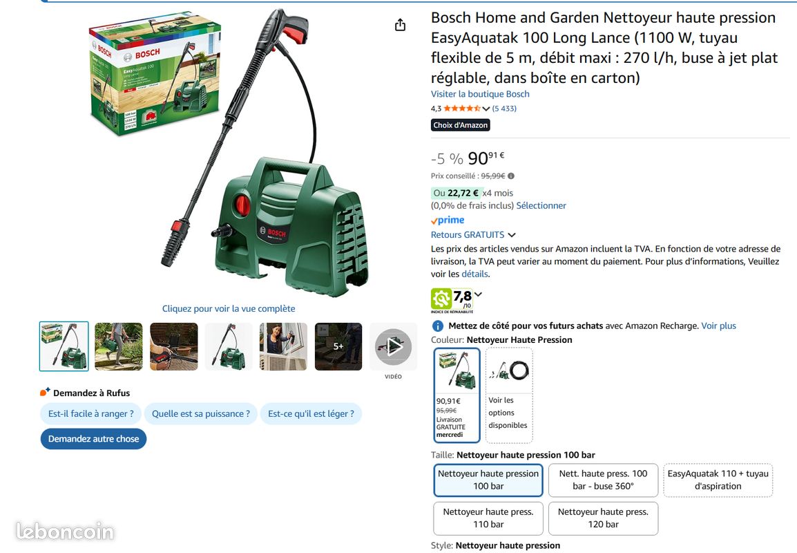 Kit Auto-amorçage Bosch Pour Nettoyeur Haute Pression - Tuyau 3m - Pour Réservoir Ou Rivière