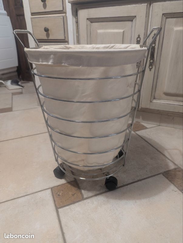 Corbeille a linge inox/coton (image 3)