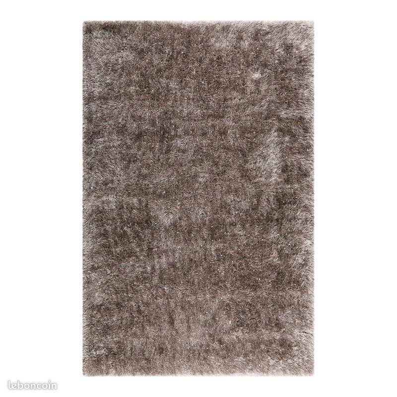 Tapis rectangle à longues mèches uni Shiny Touch Wecon Home Gris 160x225 (image 1)
