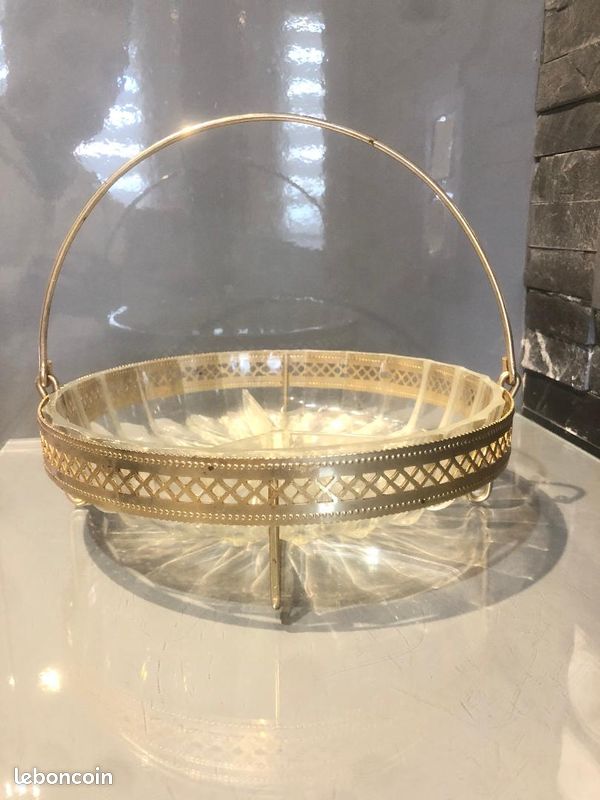 Plat à apéritifs de service vintage années 70 Plateau en plastique et support en métal (image 1)