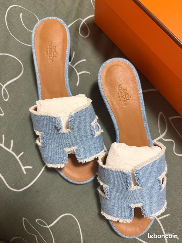 Claquette Hermès Sandale Oran en jean femme Chaussures