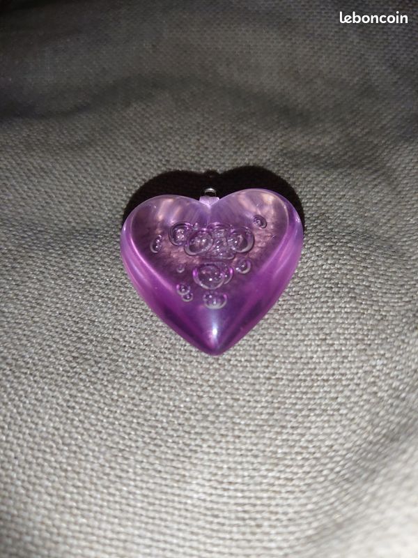 Pendentif grand coeur couleur parme translucide à bulle Vintage (image 17)