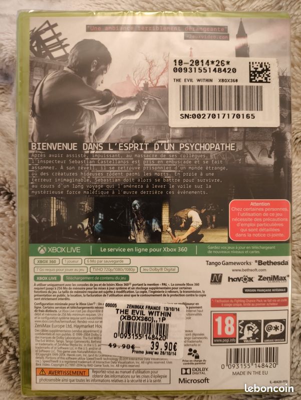 The Evil Within Jeu Sur Xbox 360 Neuf