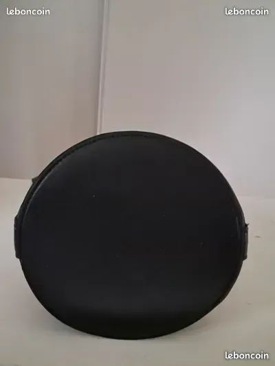 Sac à main noir et beige tressé avec bandoulière, fond rond NEUF 10 (image 7)