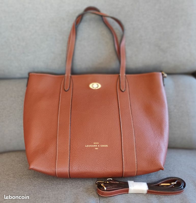 Sac à main cabas "Leonarr x Swan" en cuir (image 1)