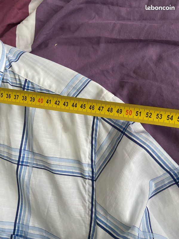Balenciaga Vintage chemise homme coton blanche rayée bleu manches longues xl carreaux (image 14)