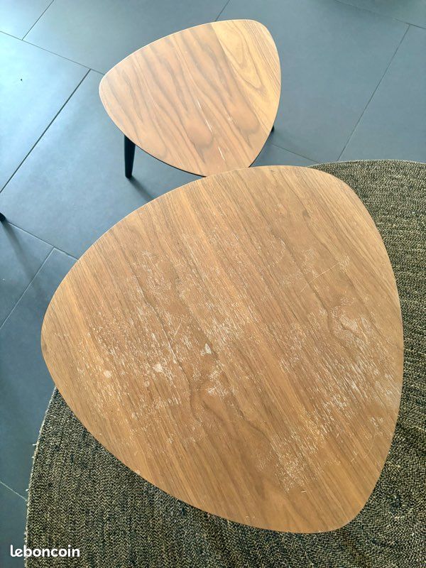 2 tables basses gigognes en bois foncé (image 2)