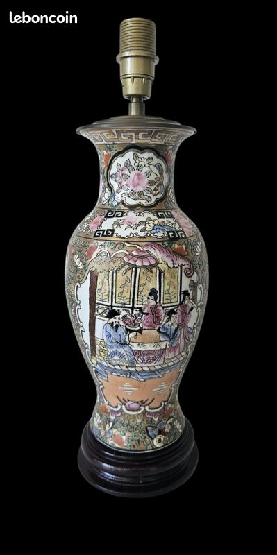 Lampe vintage en porcelaine de Canton, Chine (image 2)