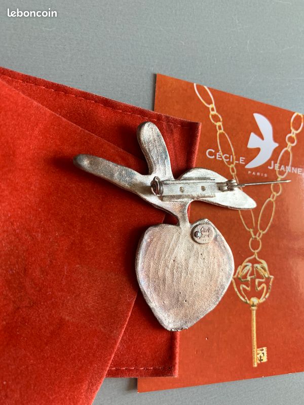 Broche Vintage Cécile & Jeanne Paris - Colombe En Bronze Doré - Occasion Signée