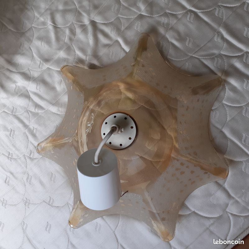 Lustre en verre granité beige (image 1)