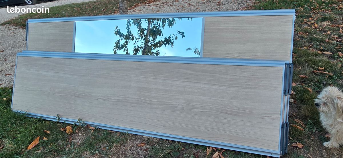 Lot de 3 portes coulissantes de placard avec profilés aluminium (image 2)