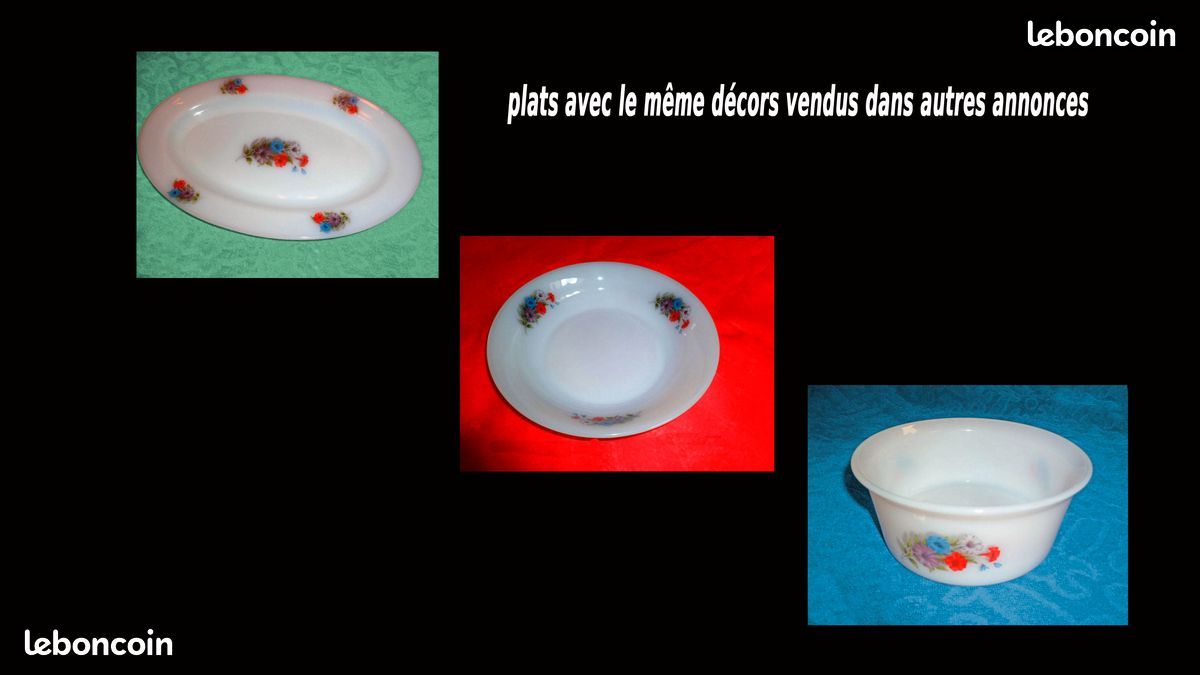 Plat creux Arcopal - Décor anémones