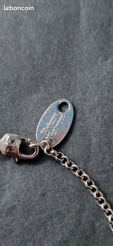 Collier Chaîne Chrome Et Strass En Chute - Modèle 1845 - Occasion Mais état Neuf