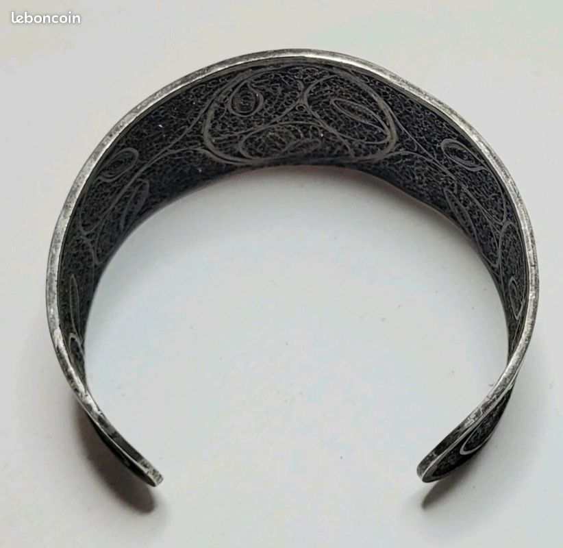 Bracelet Manchette Argent Massif Filigrane Berbère Ancien - Poids 51 Gr, Bijou Ethnique