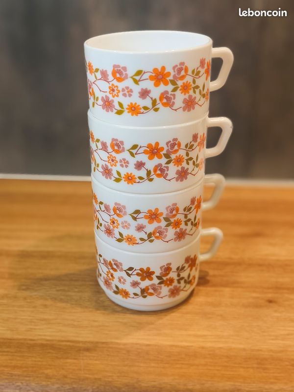 Lot De 10 Tasses à Café Arcopal Scania - Vintage Années 70 - État Impeccable