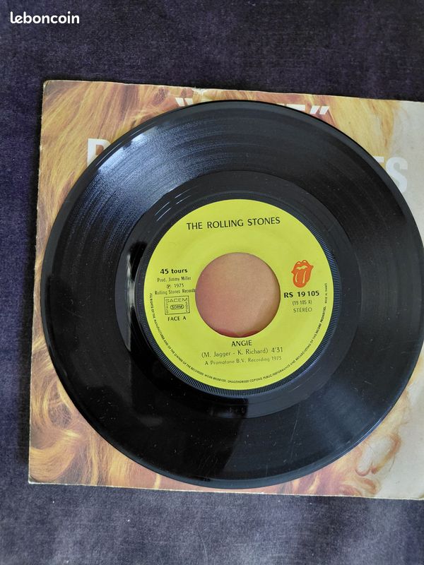 Rolling Stones vinyle 45t Angie 1973 (image 3)