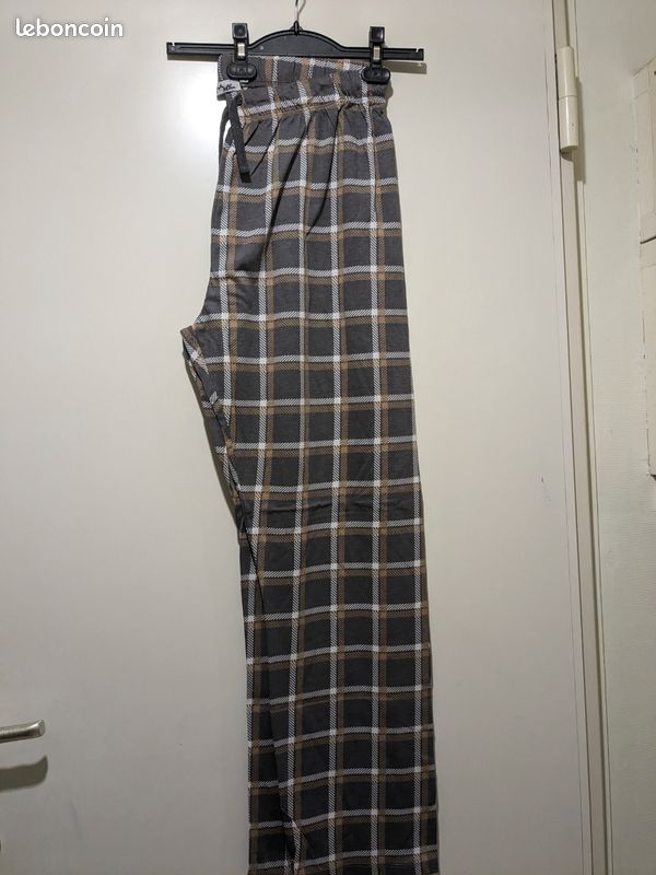 Pyjama homme gris, à carreaux Melba. Taille XXL (image 4)